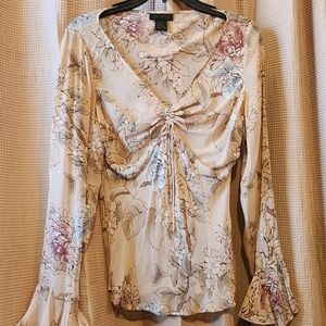 Beautiful!!! "The Limited" 100% Silk Multicolored Bell Sleeve Blouse